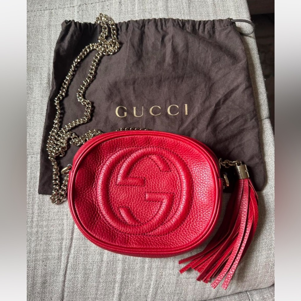 Red Gucci Mini Soho Chain Crossbody Bag - Dust bag included